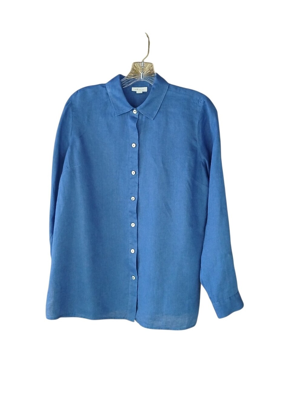 J. Jill Love Linen Royal Blue Button Down Linen Shirt Size XS